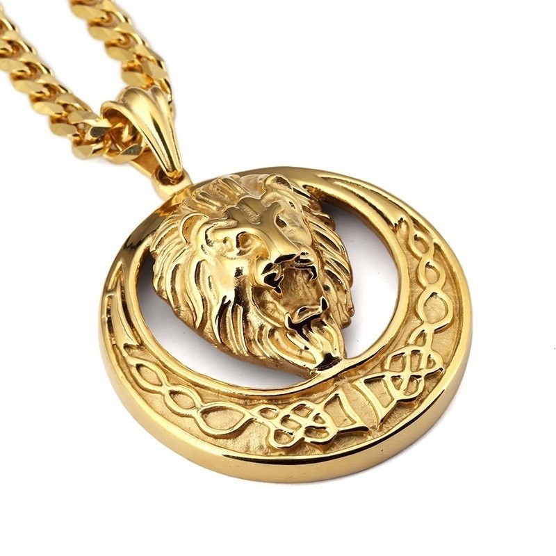 SEUSUK  60CM Gold Plated Hip Hop Lion Punk Pendant Necklace Jewelry