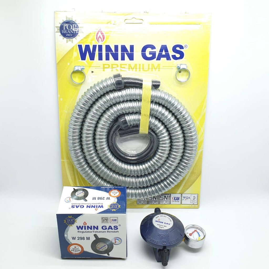 SET Winn Gas W298M Meter + Selang Gas Flexy 1,8 Mtr / Regulator Gas + Selang Gas Elpiji LPG