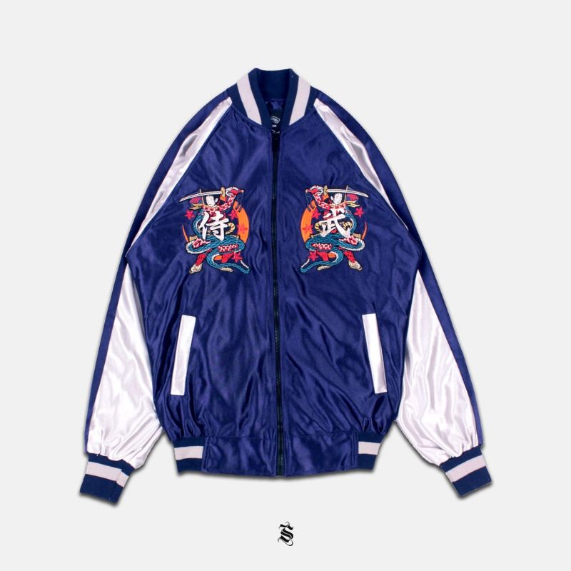 Jacket sukajan hebikira navy white southerntrack