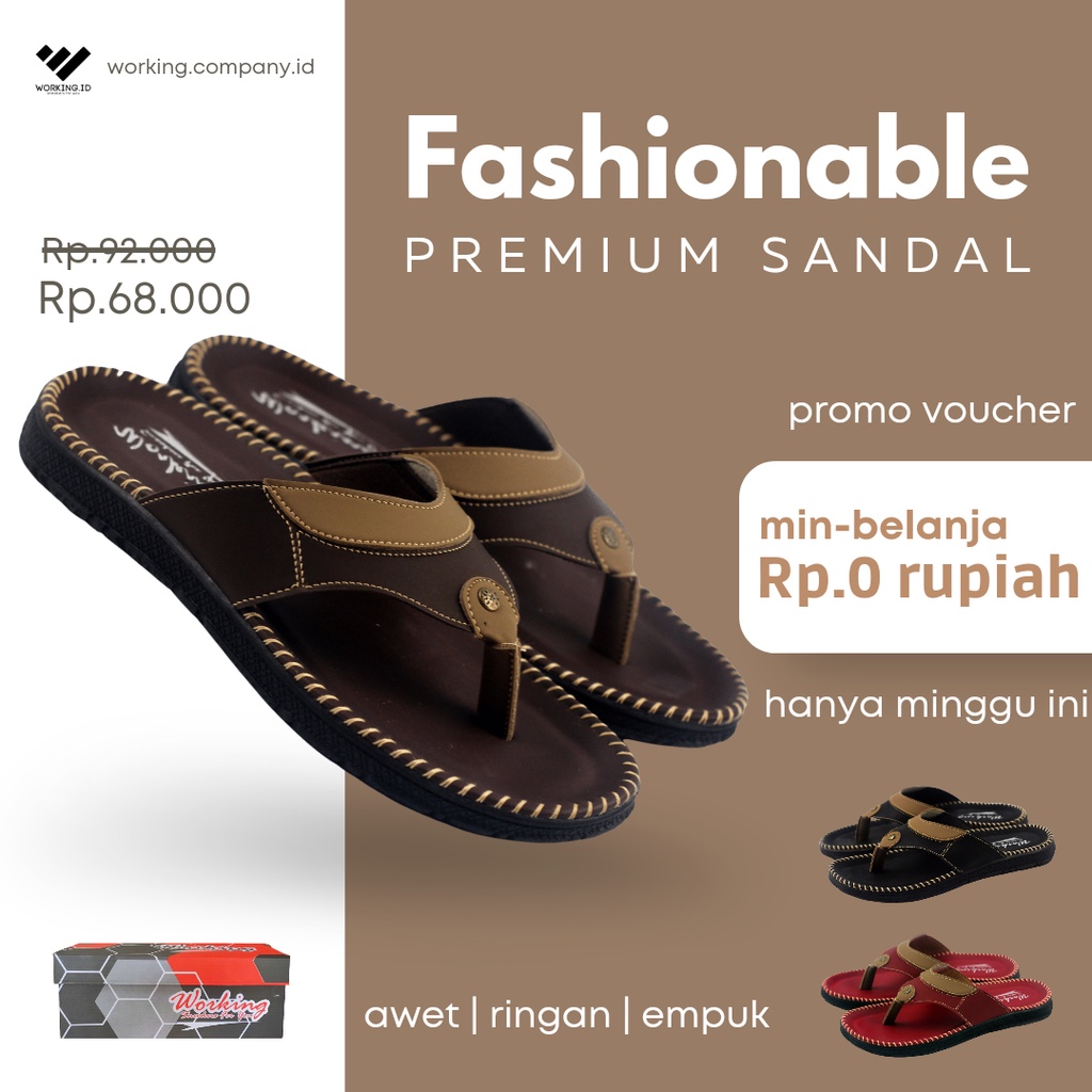 SANDAL JEPIT CASUAL KULIT FASHION PRIA MURAH/Sendal Sndal Sedal Sebdal Semdal Saldal Sadal Kasual Ca