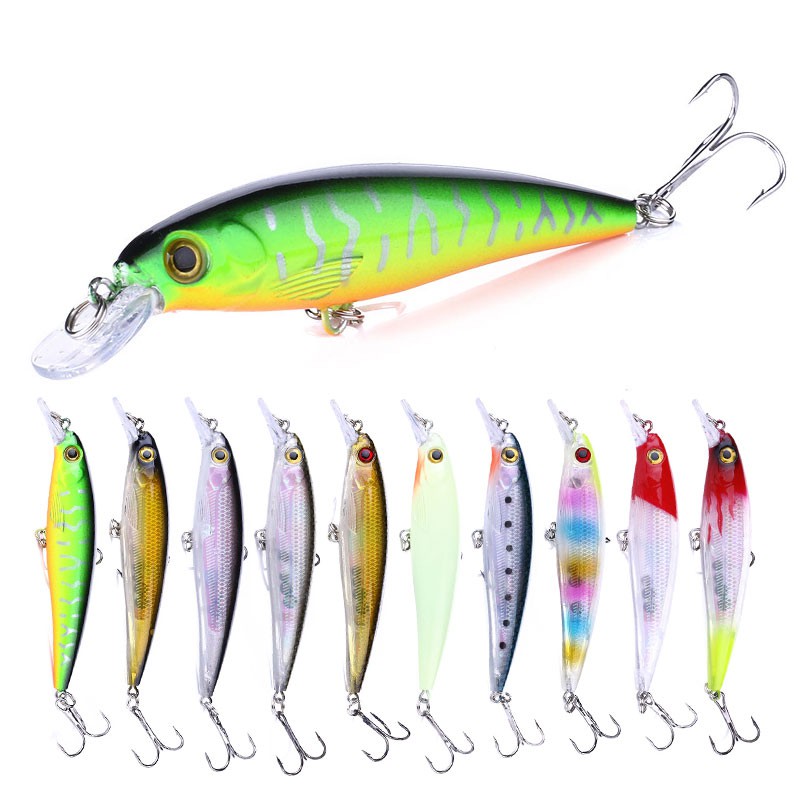 HENGJIA New 10Pcs 11cm/13.4g Minnow Umpan Pancing Swimbait Ikan Fishing Lure Wobble Bait Tackle