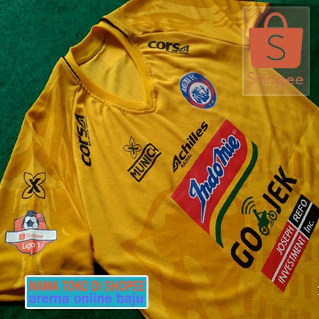 JERSEY AREMA FC 2019 LIGA 1 AWAY KUNING DRYFIT - arema online baju