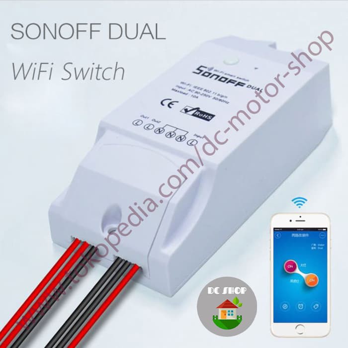 Saklar Broco - Saklar - Perlengkapan Listrik Sonoff Dual Wifi Wireless Smart Switch Smart Home
