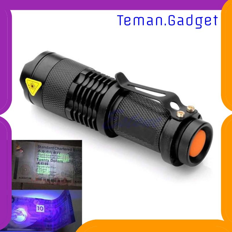 TG-IE185 TaffLED Senter LED 395nm UV + Baterai + Charger + Box Pocketman P1