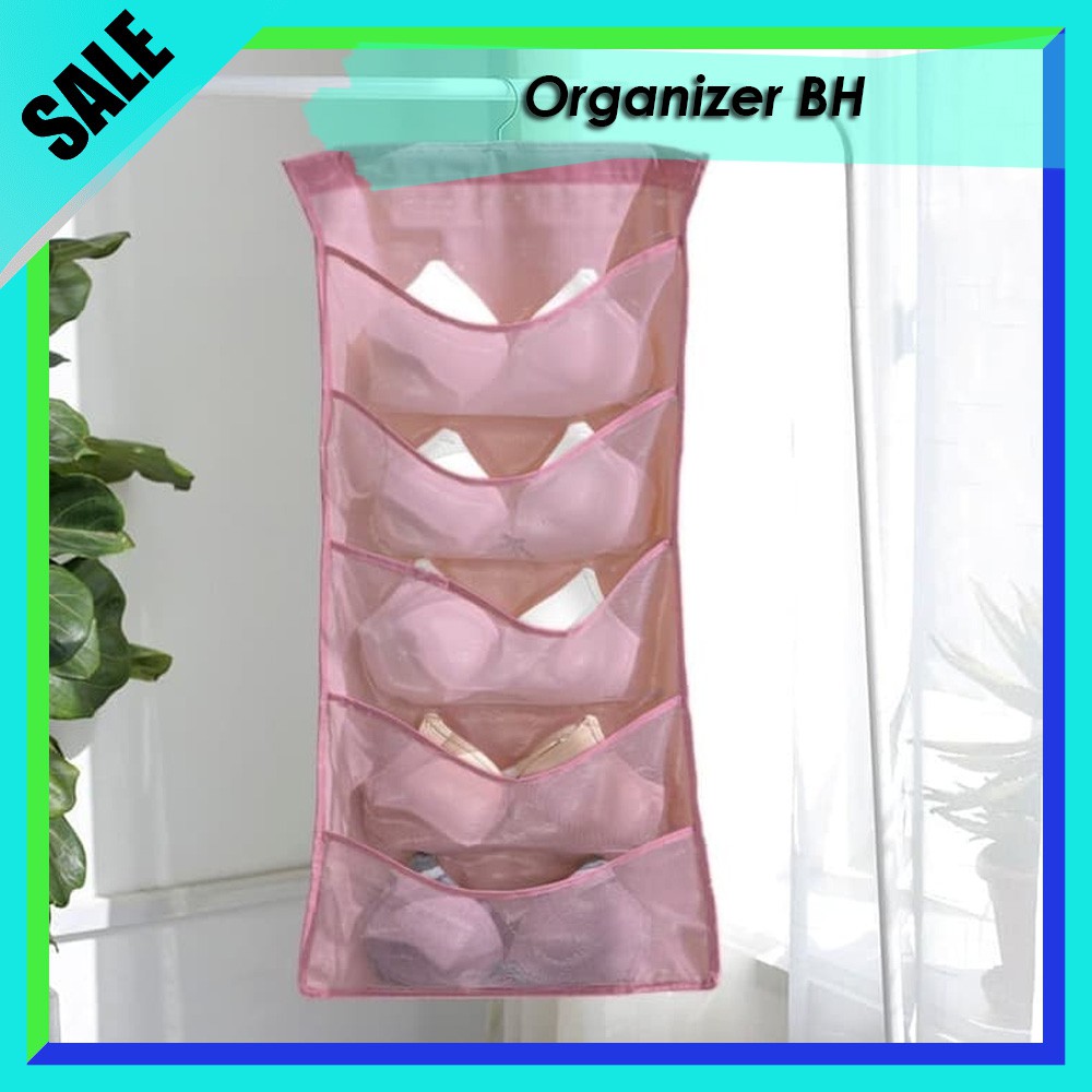 Laundry Bag Jaring Secut Kain Karakter Keranjang Bra Kantong Cuci BH Pakaian Dalam Gantung 6 Kantong