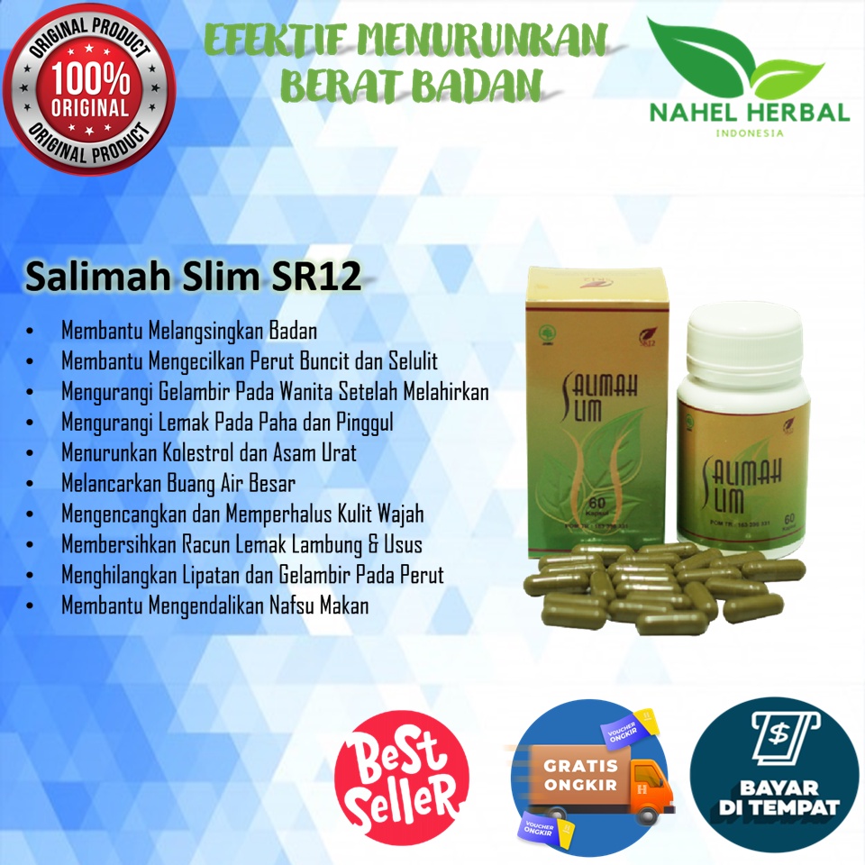 COD Paket Pelakor Kapsul Salimah Slim Sr12 Original 100% Halal BPOM - Obat Diet Detox Herbal Untuk P