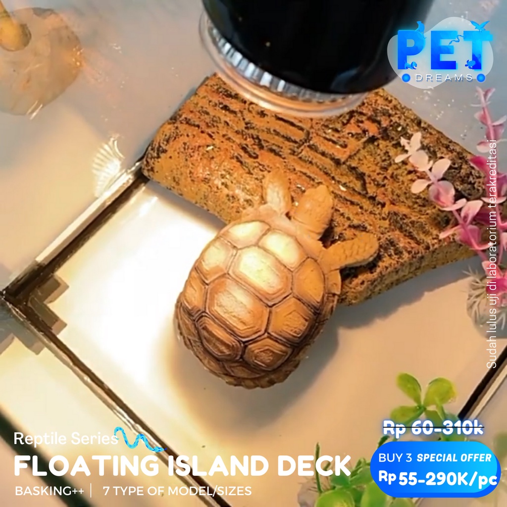 PROMO TURTLE BANK FLOATING ISLAND AQUARIUM TEMPAT BERJEMUR PLATFORM BASKING RAM KURA AIR NOMOY