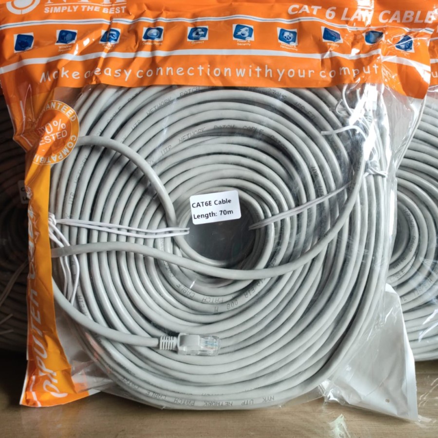 Kabel UTP LAN Cat 6 70 Meter siap pakai up to 1Gbps 70m ORIGINAL NYK