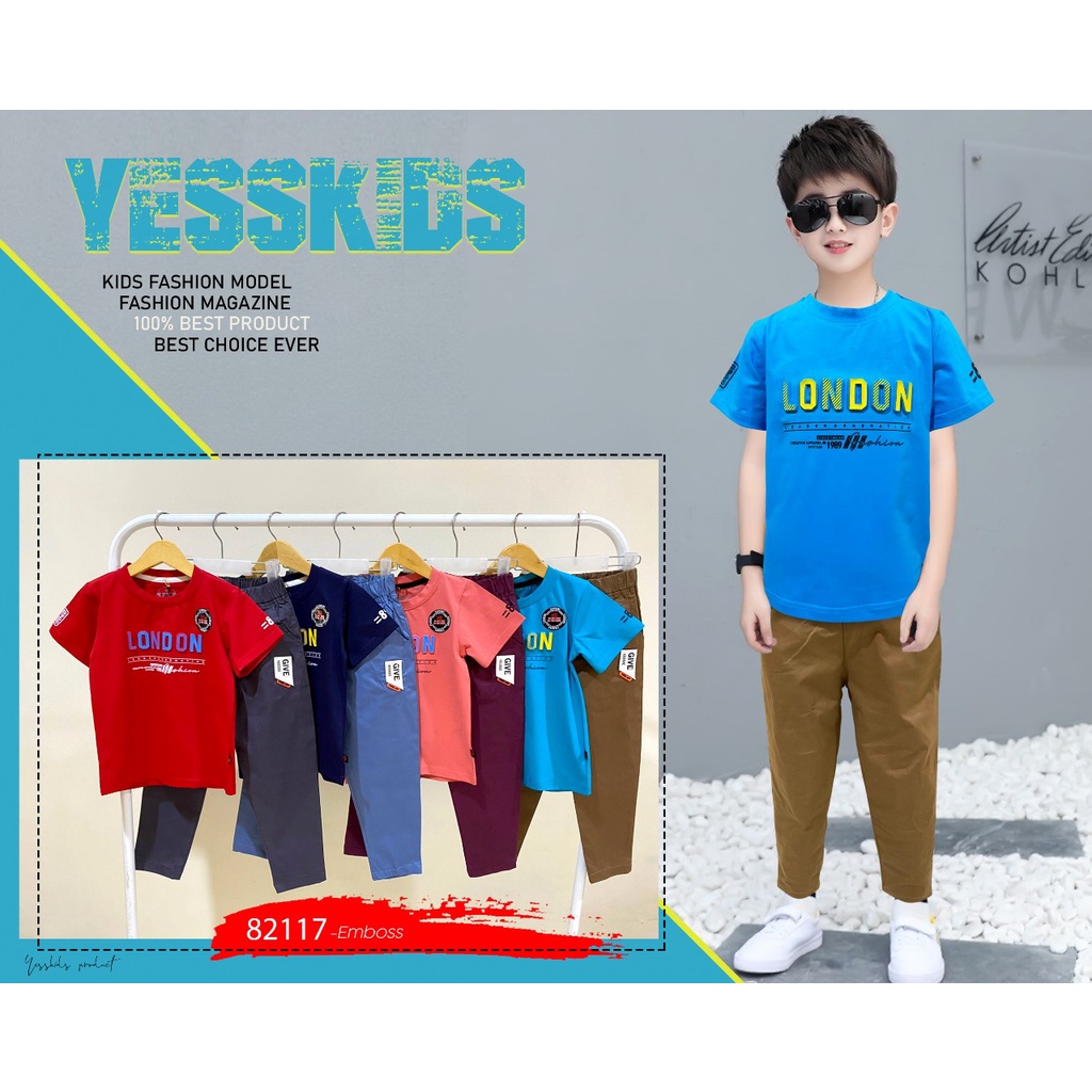 GROSIR 3set Set Kaos Celpan YESS KIDS 16-20 (9-11th) / Setelan Anak Premium / Setelan Anak Fashion