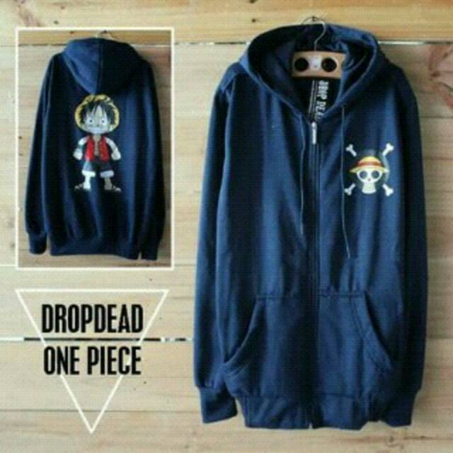 Jaket Dropdead Anime One Piece Monkey D Luffy Navy/Hitam