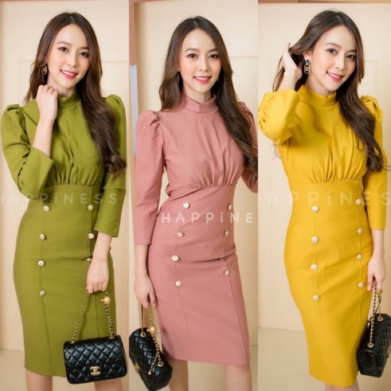 MLT5022 Midi Dress Scuba Winna dress lengan panjang