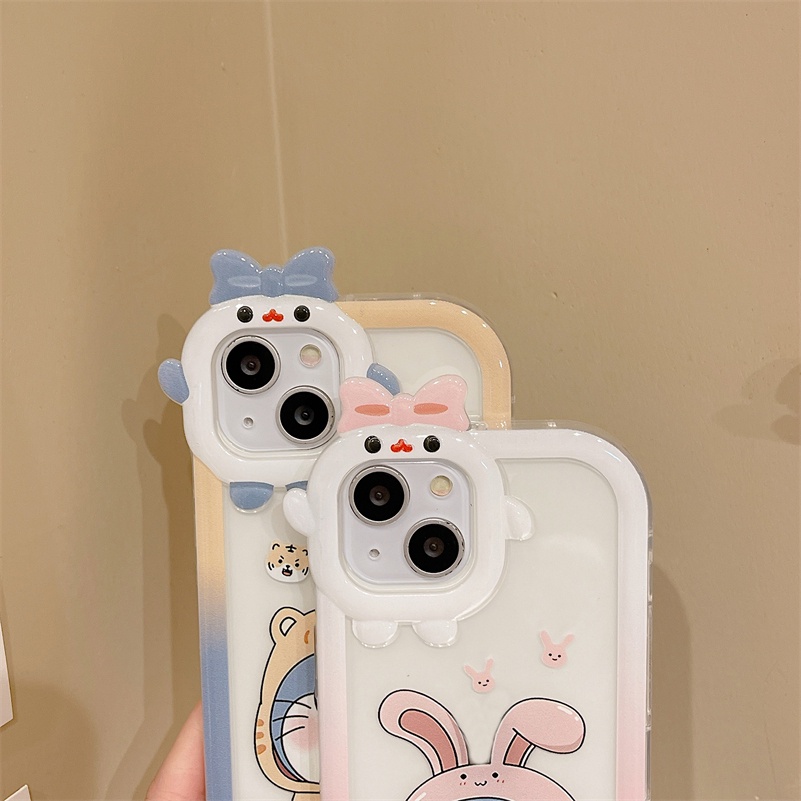 Soft Case Pelindung Kamera Motif Kartun Monster Kecil Tahan Banting Untuk iPhone 14 13 12 11 Pro Max X Xr Xs Max 7 8 6 6s Plus SE 2020