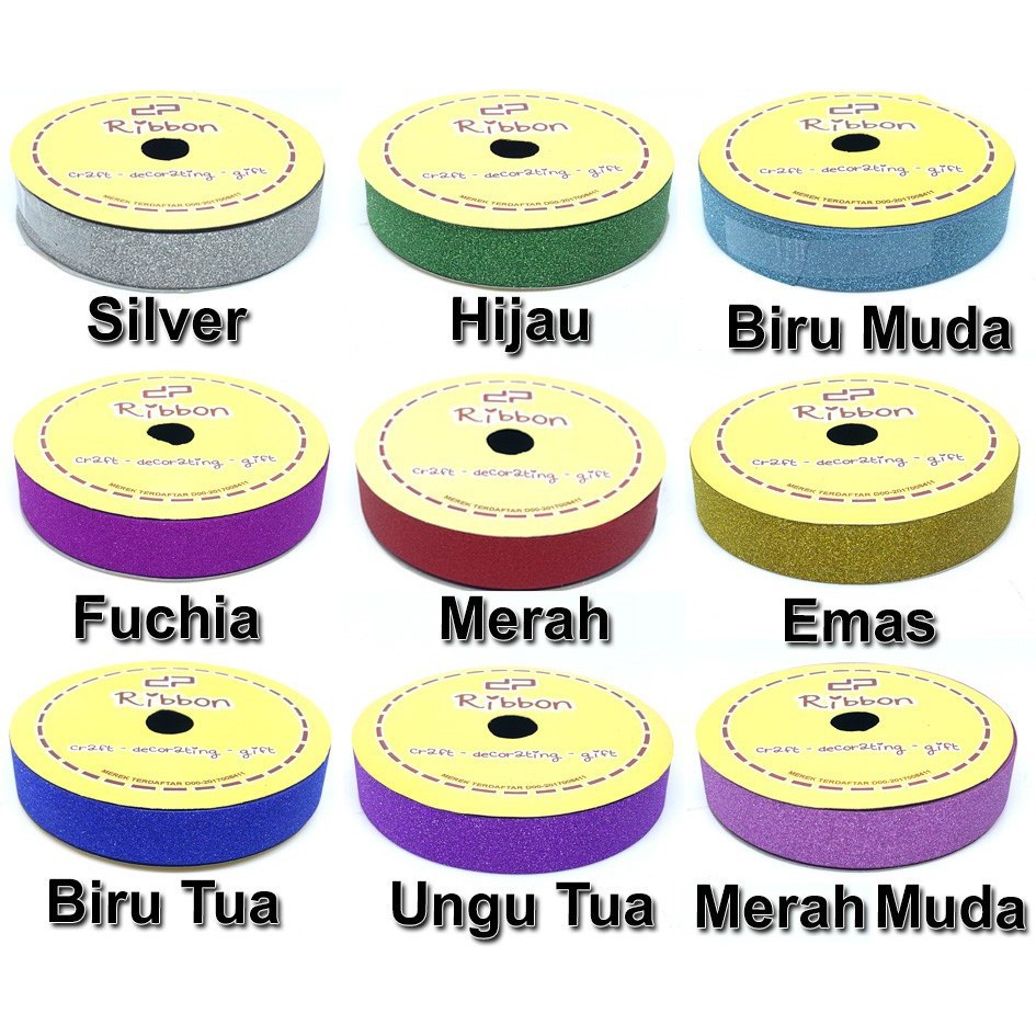 Pita Kado Glitter 2cm 18mm Ribbon Jepang Plastik Kertas Warna Warni Biru Tua Muda Merah Emas Ungu Fuchia Hijau Pink Silver Gift Hadiah Parcel Ulang Tahun Anniversary Birthday Party Wisuda Graduate Bunga Prakarya Kerajinan Grosing Prakarya Malang