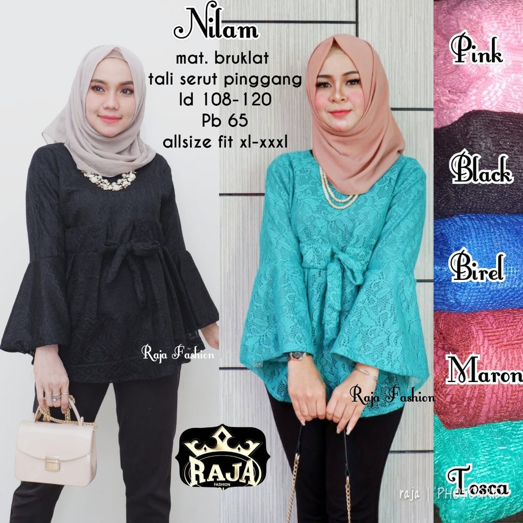 nilam blouse/blouse brokat/atasan brokat/kebaya/tunik brokat