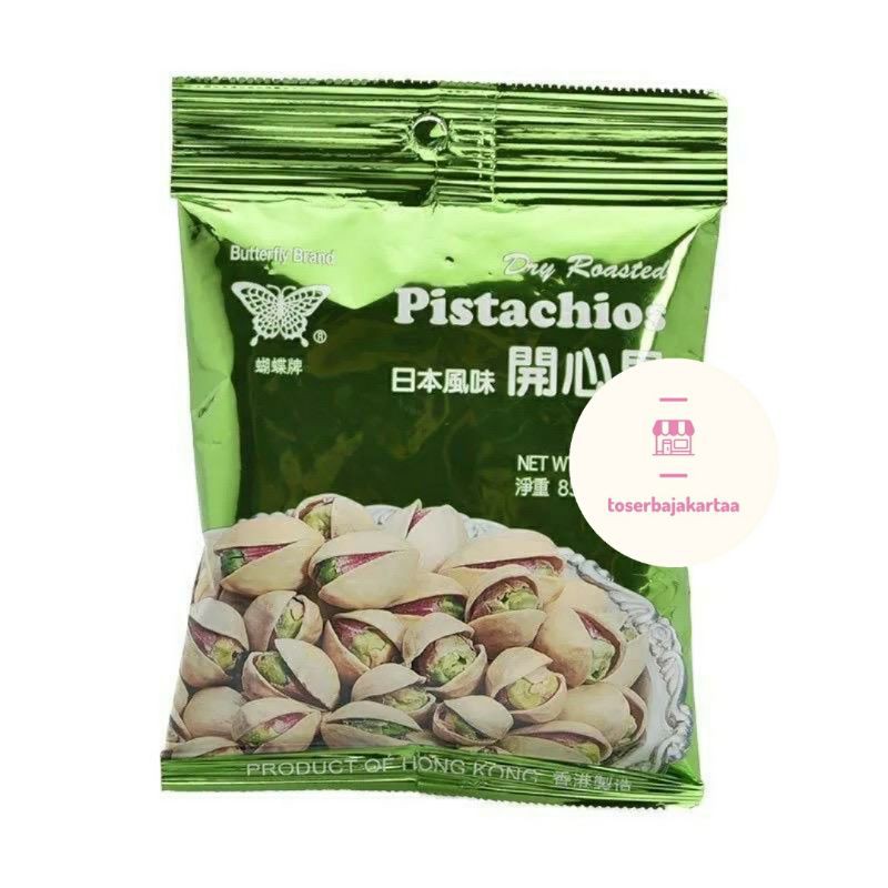 

Kacang Dry Roasted Pistachios Butterfly Brand 85 Gram