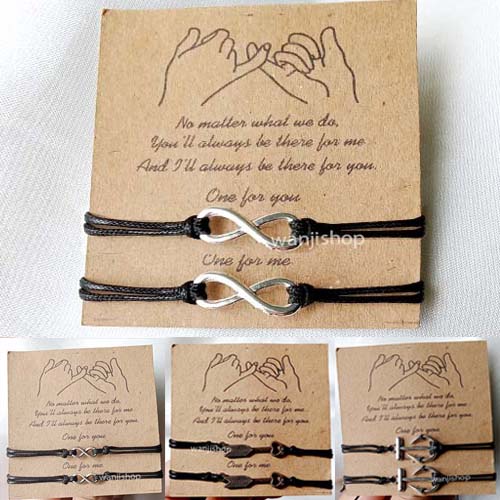 Gelang Couple Infinity Silver Bronze Simple Waterproof