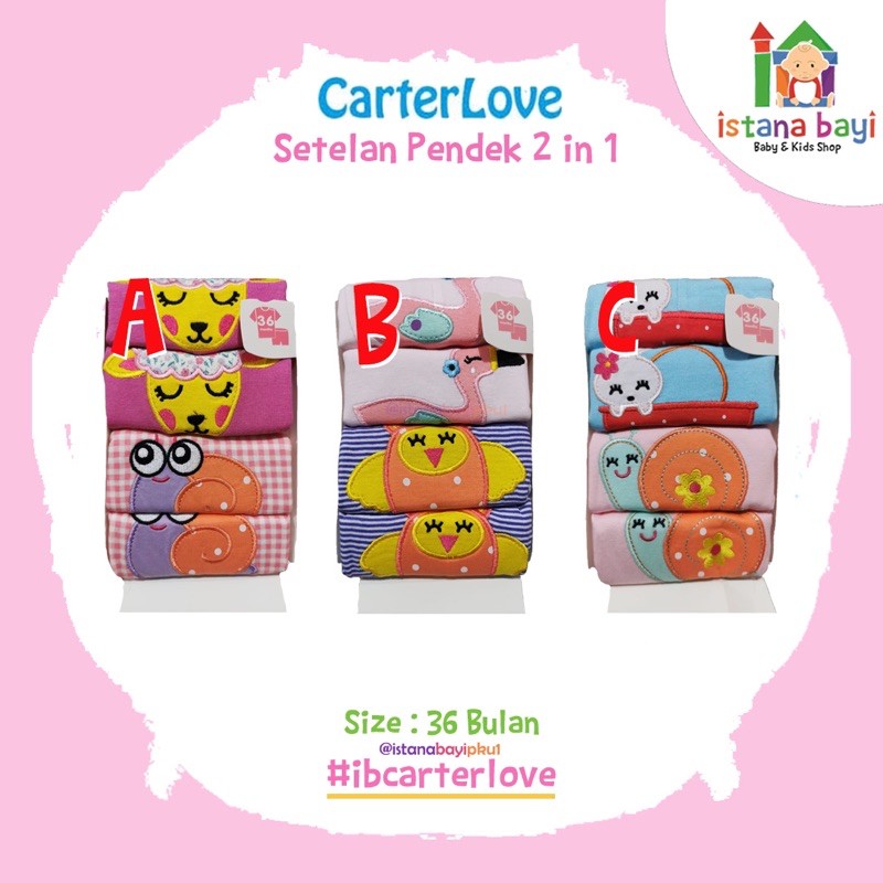 Carterlove Premium setelan pendek 2 in 1 Girl