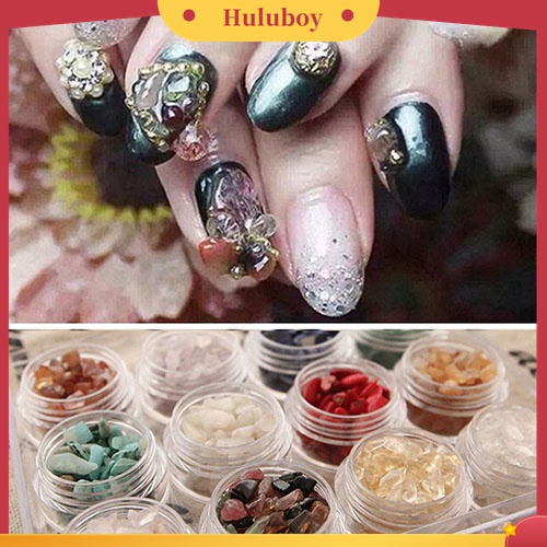 Huluboy Huluboy♡ 12 Warna / Set Batu Kuarsa Berlian Imitasi Bahan Akrilik Untuk Dekorasi Nail Art