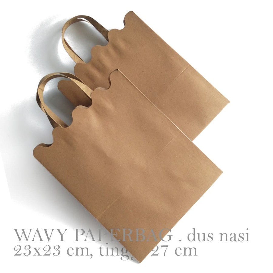 

paperbag wavy goodie bag tas kertas jinjing kemasan dus nasi packaging hampers hantaran ukuran 23x23x27cm