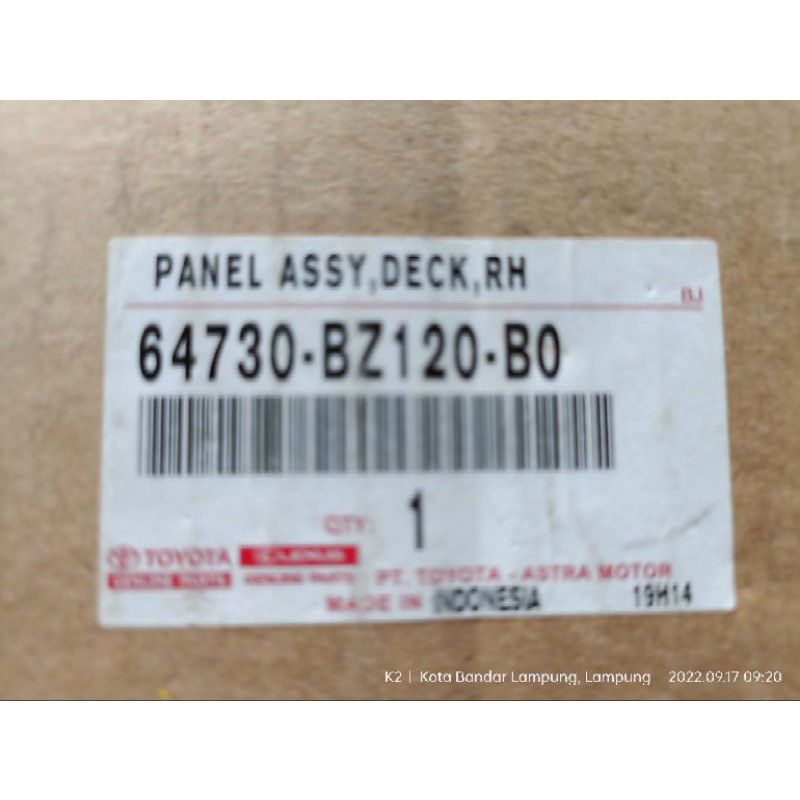 Trim panel quarter Toyota Avanza Great new sebelah kanan