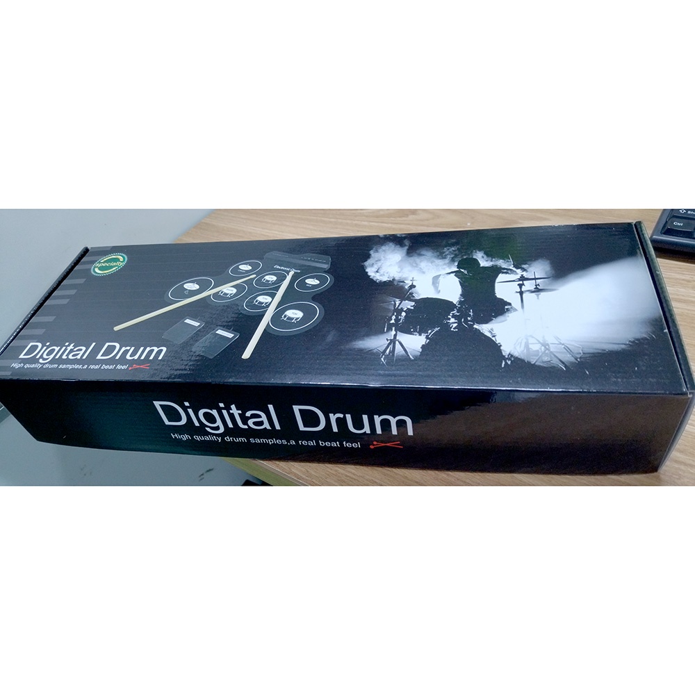 Electronic Digital Drum Kit 7 Pads Roll Up USB Power - Green