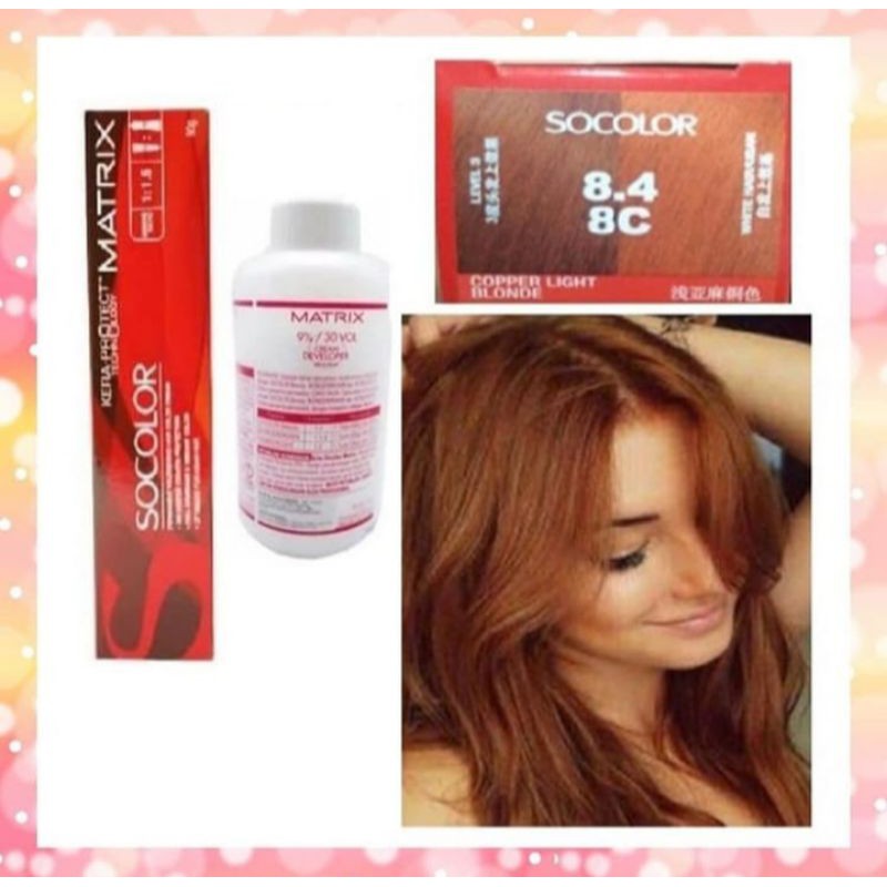 cat rambut matrix socolor 8.4/8C plus oxidant cream