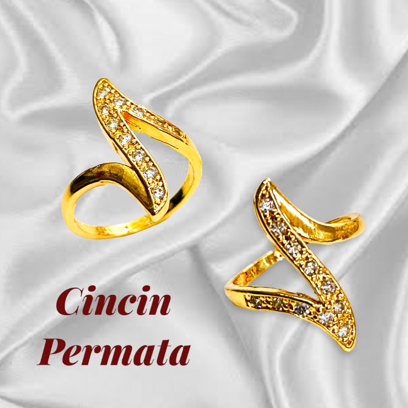 Berlian replika / cincin lapis emas / cincin permata berlian replika / perhiasan pengganti emas