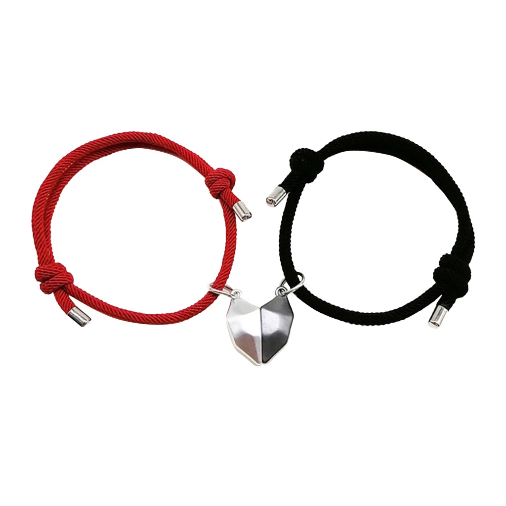 Hu Hu Hu Hu Hu Alat Bantu Pasang Kacamata♡ 1 Pasang Gelang Magnet Adjustable Dengan Liontin Hati Untuk Pasangan