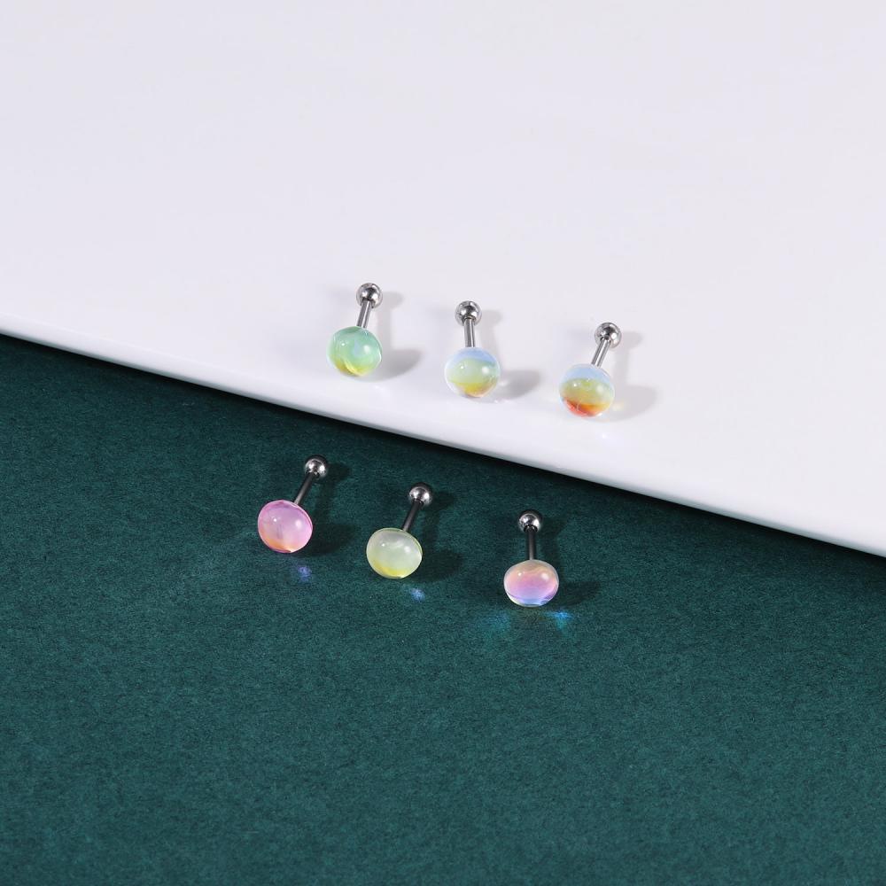 1pc Anting Stud Bentuk Hati Aksen Kristal Warna-Warni Bahan Stainless Steel