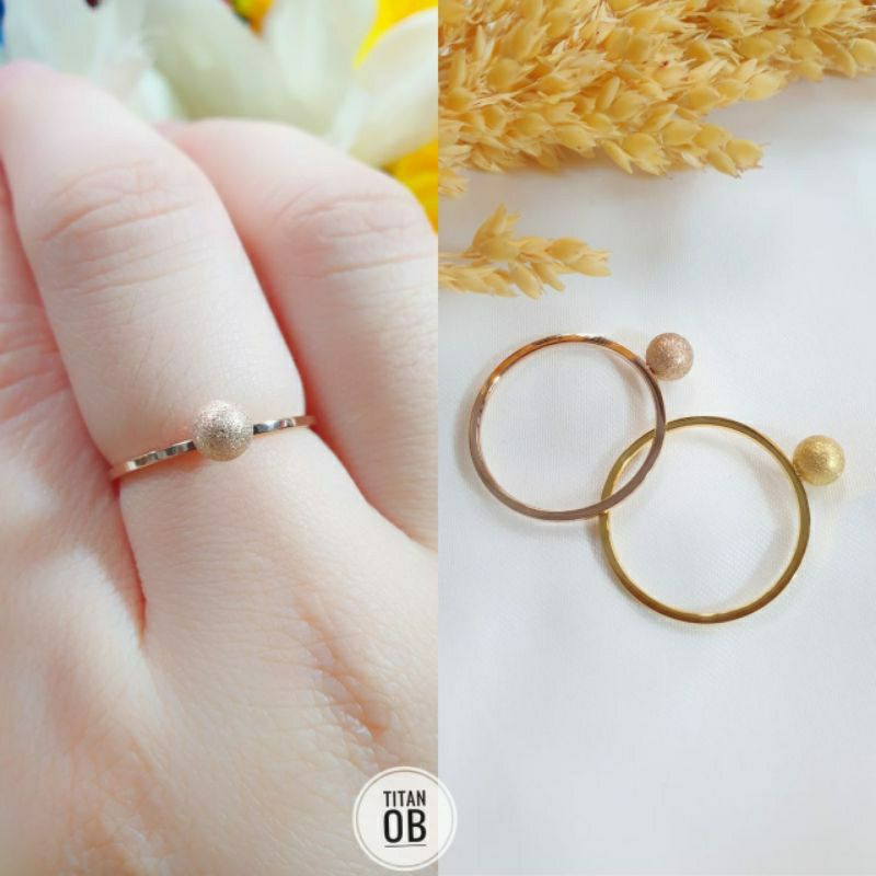 Cincin Wanita Simple BOLA UKIR Pasir Titanium Cincin Wanita Korean