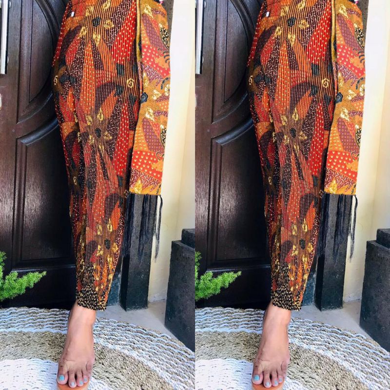 Kamen plisket set selendang sutra/kamen plisket batik/kamen plisket tebal/kamen plisket premium