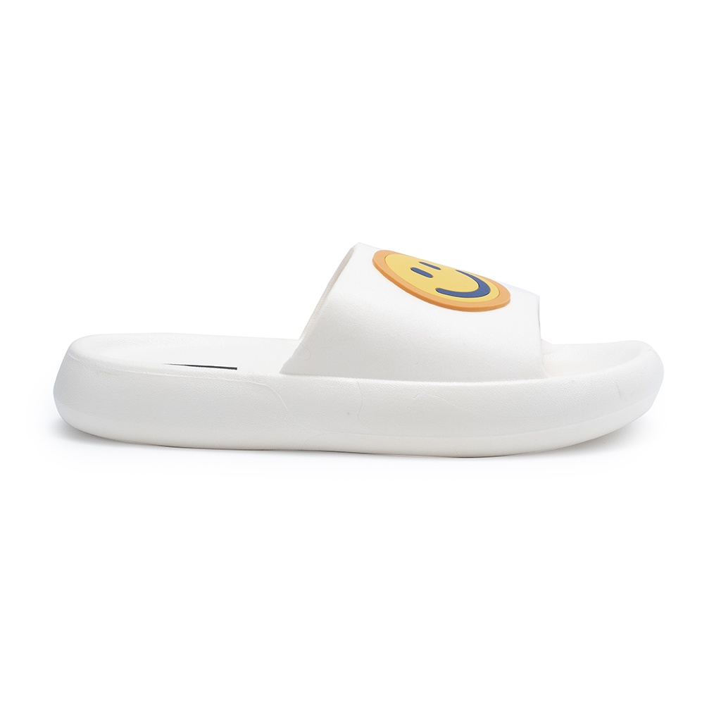 CALL SLPT GIRL BOY Sandal Slop Slip On Teplek Wanita Sandal Cewek-Happy Face White