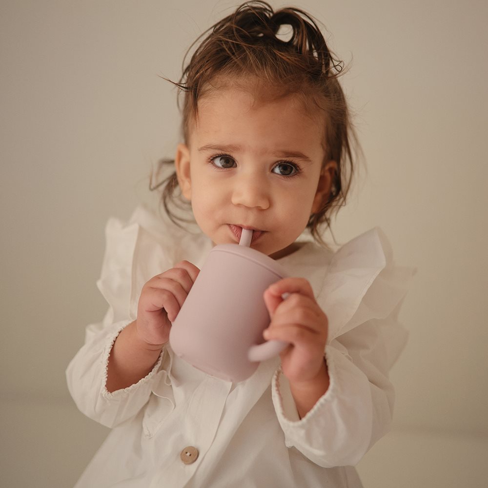 Mushie Silicone Training Cup + Straw | Gelas Botol Sedotan Silikon Latihan Minum Anak Bayi