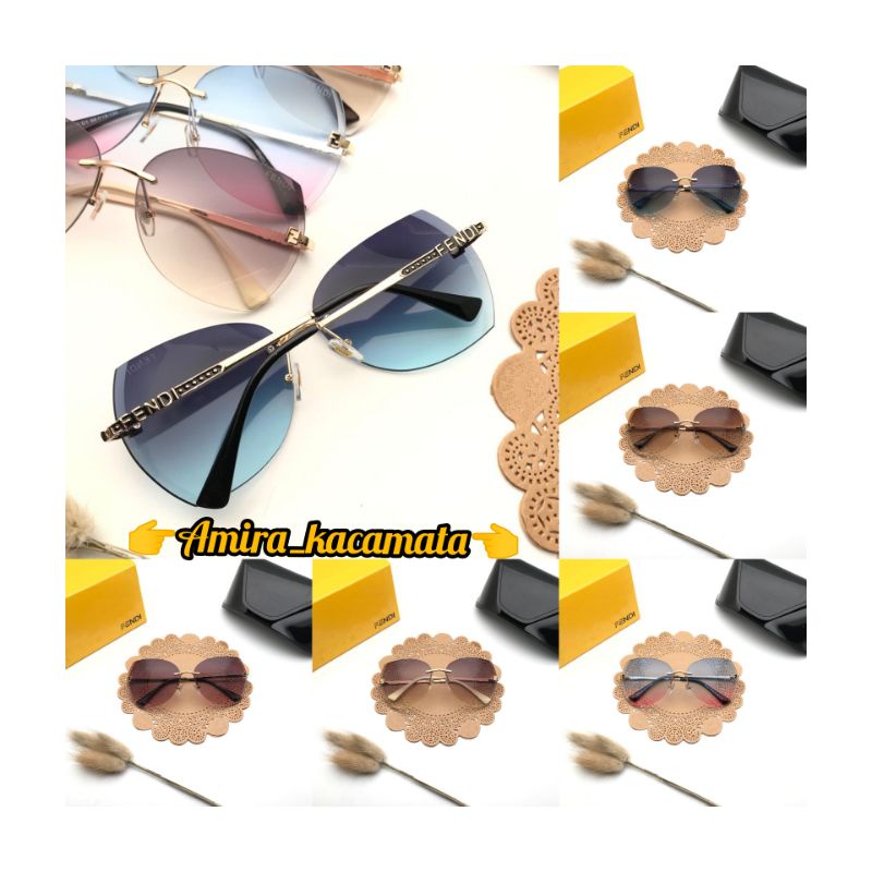 [BISA COD√]Kacamata Sunglasses Wanita Kacamata Fashion/FENDI/Lensa UV Super Premium