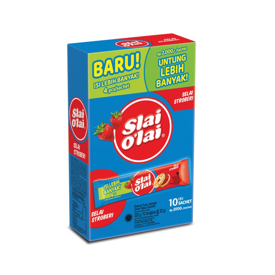 Biskuit Roma Slai O'lai Strawberry / Slai Olai Stroberi Box @32 gram (HARGA 1 DUS ISI 12 BOX)