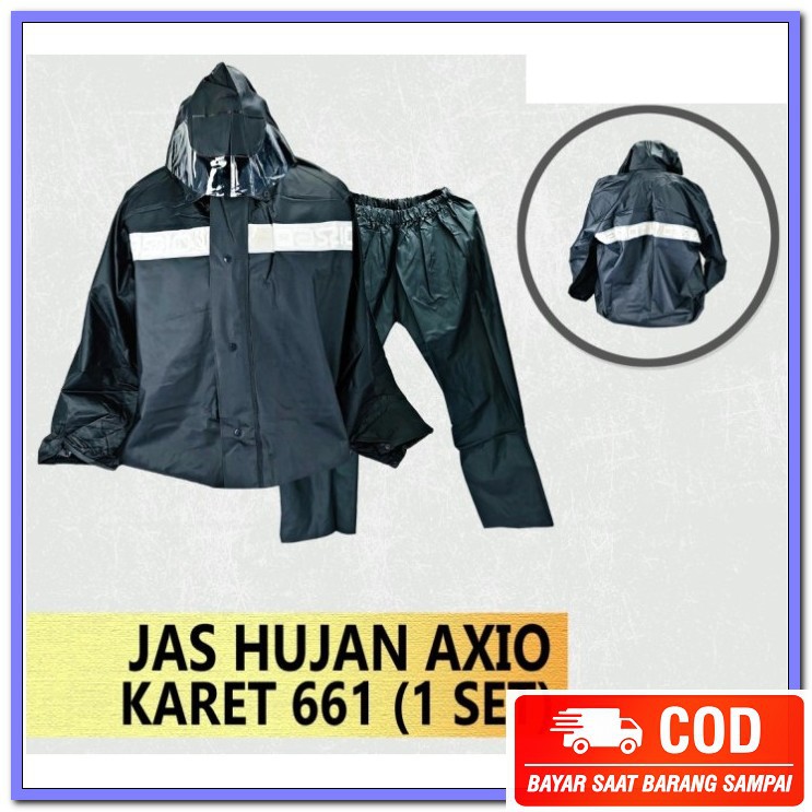 Jas Hujan Pria Keren Warna Biru Anti Tembus Air Murah - Hitam, Al KM950 Jas Hujan Original Axio Ka