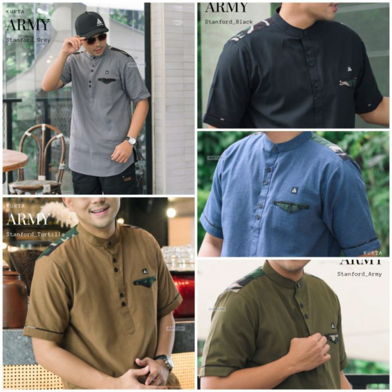 ( FREE BUKU SAKU DZIKIR PAGI PETANG) Baju Koko Kemko Kurta Dewasa ARMY RAJA ori ANTUM