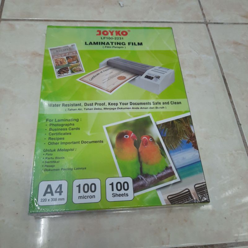 Jual Plastik Laminating A4 Joyko 100 Micron (10 Lembar) Indonesia
