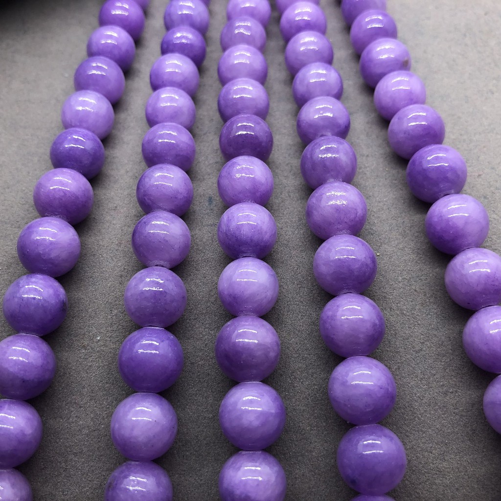 BISA COD Yellow Jade Beads 4-12mm Round Natural Loose Purple Chalcedony Stone Bead DIY