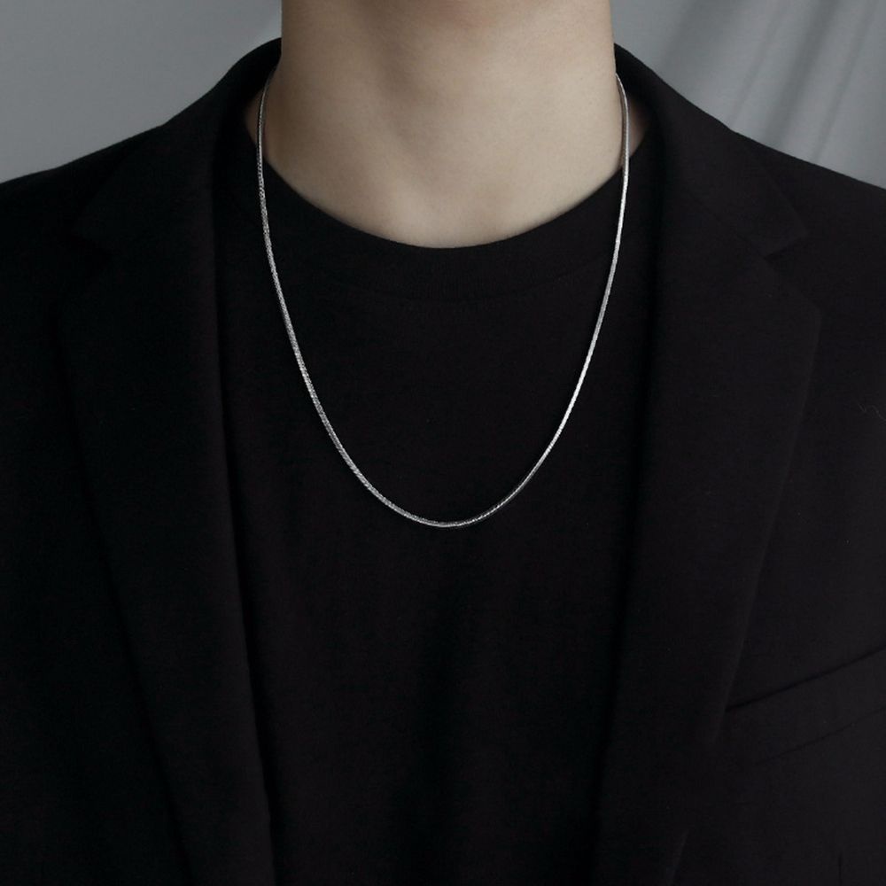 PEWANY Korean Men Necklace Cool Couple Necklace Cuban Chain Necklace Women Punk Fashion Jewelry Friends Gift Thick Titanium Steel Clavicle Chain-4