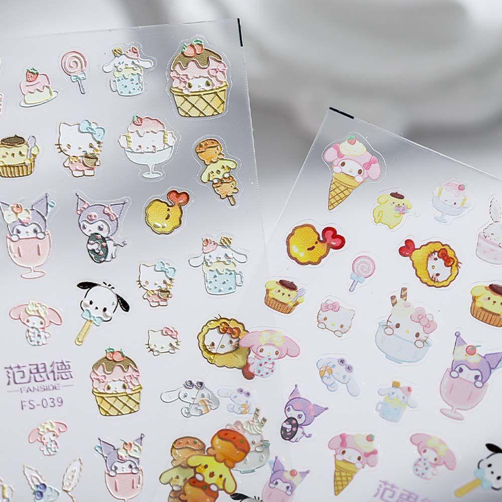 MXBEAUTY Kartun Stiker Kuku Fashion Perekat Diri Kitty Cat Manicure Aksesoris Kelinci Beruang Nail Art Dekorasi