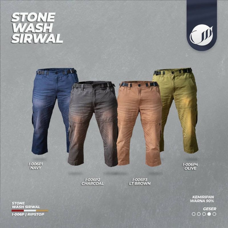 Samase Sirwal Cargo Stone Wash Kode : I006P
