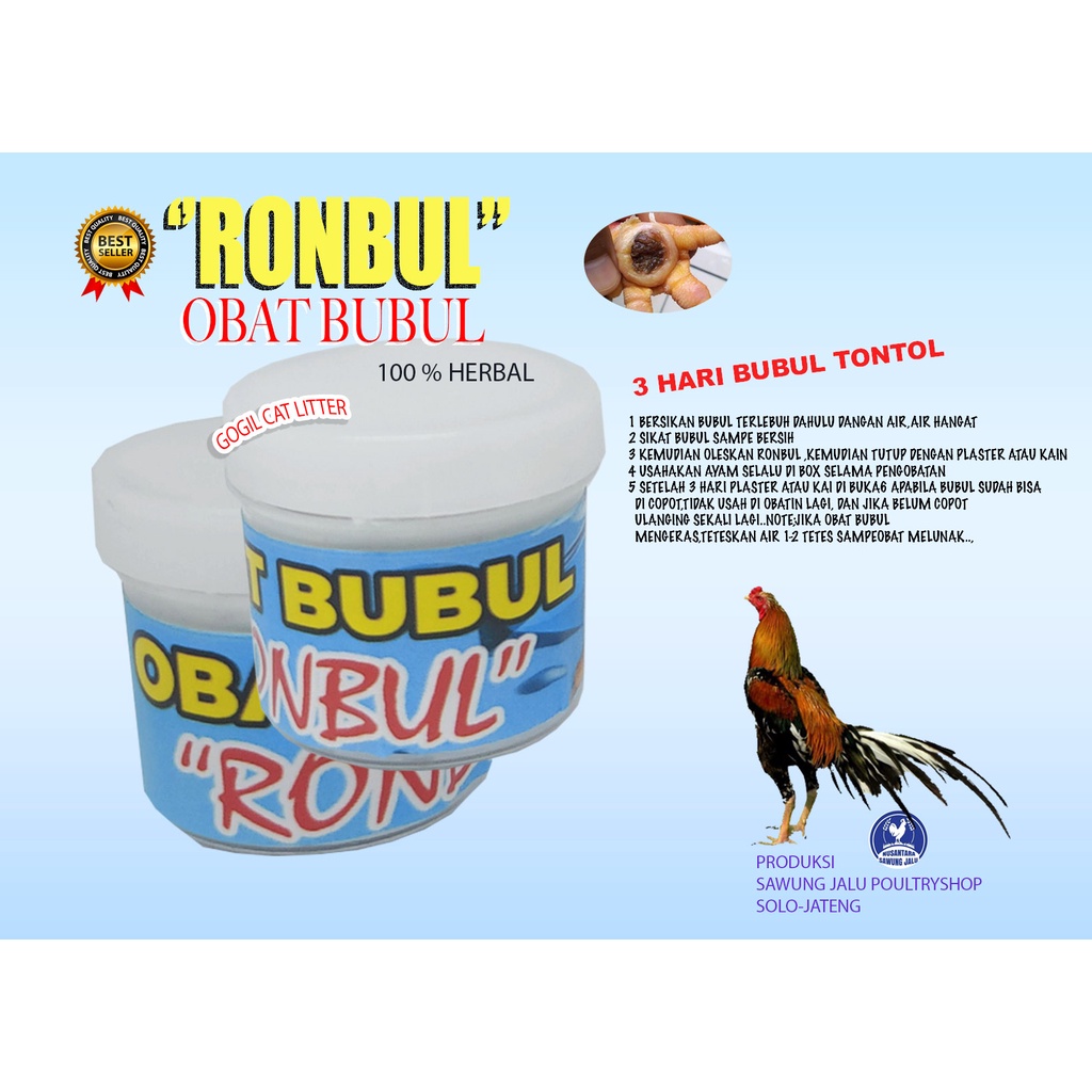 RONBUL-OBAT BUBUL AYAM-ANTI BUBUL AYAM-PENGUAT AYAM-(OBAT ,VITAMIN, DOPING AYAM,ADUAN,PETARUNG,JALU,JAGO,)