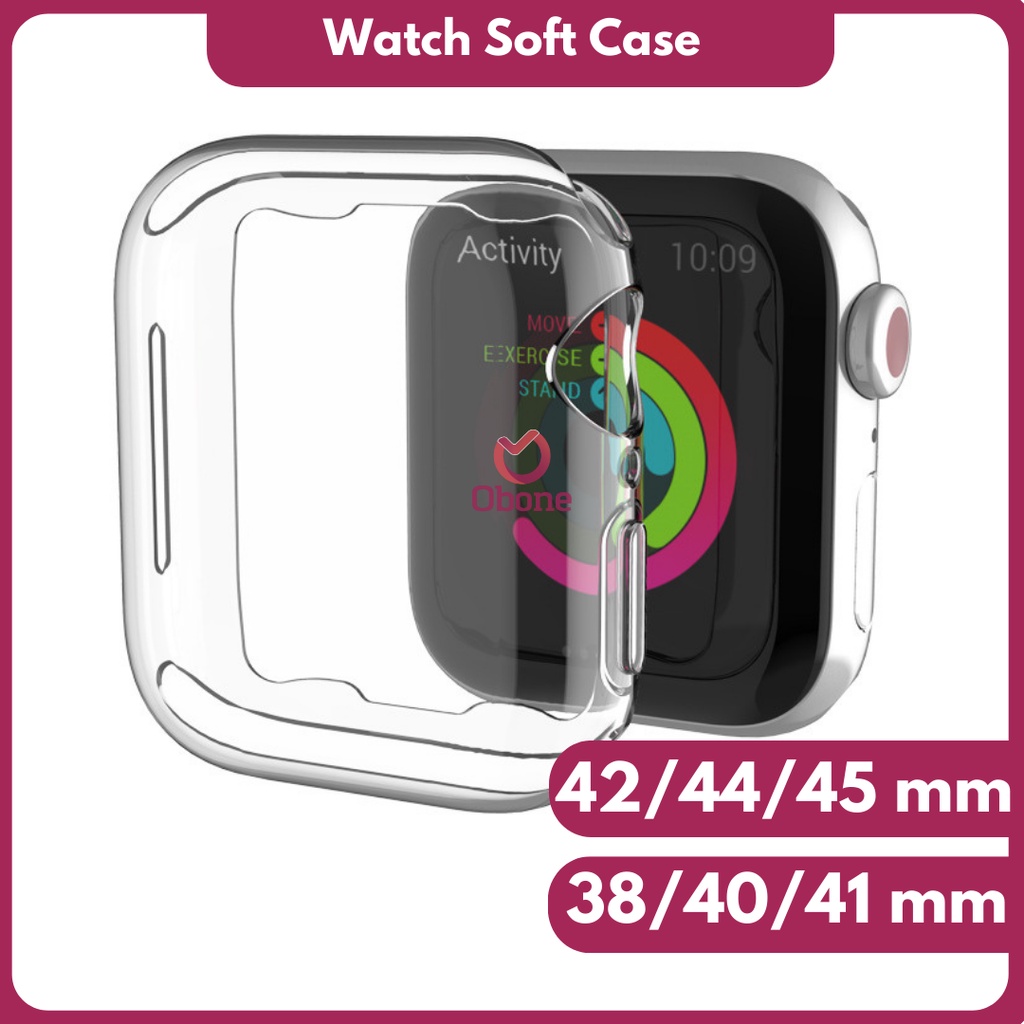 Soft Case untuk watch Series 7 6 SE 5 4 3 2 1 42mm 44mm 45mm Clear Protector Watch Cover  Bumper iWatch 38mm 40mm 41mm Softcase Jam Full Screen