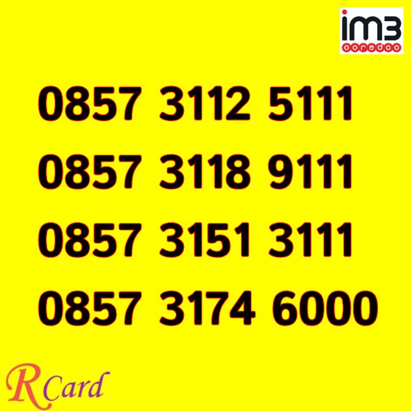 Perdana Nomor Cantik Indosat im3 Tripel Triple 000 111 Rapi 6000 5111 3111 9111