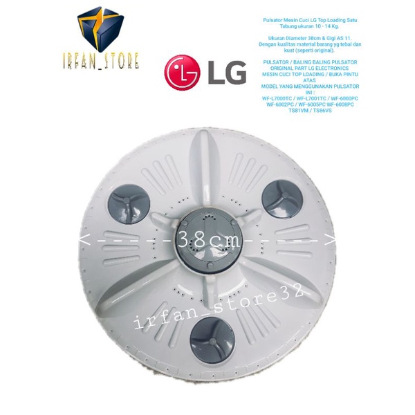 PULSATOR MESIN CUCI LG FUZZY LOGIC WF-S950CF 1 TABUNG LEBAR 38CM GIGI 11