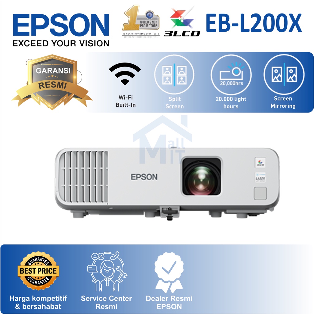 (PACKING KAYU) PROYEKTOR EPSON EB-L200X EBL200X EB L200X XGA 4200 LUMENS