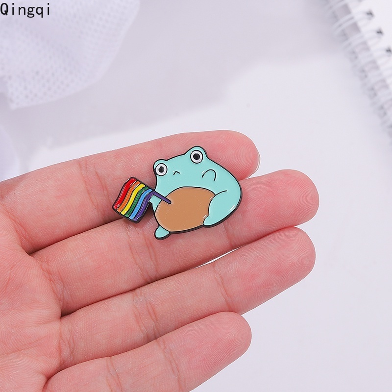 Bros Pin Enamel Desain Kartun Hewan Katak Pelangi Untuk Hadiah Teman