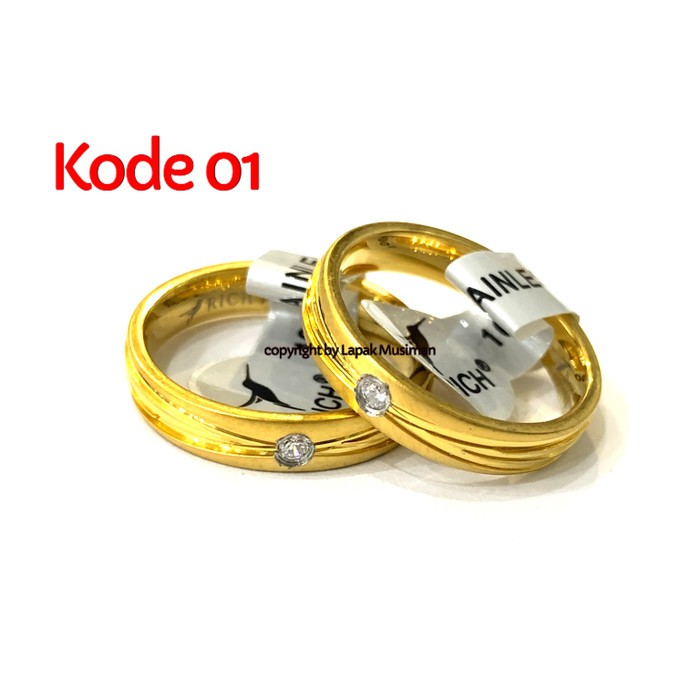 [Bayar di Tempat] Cincin Couple Pria Wanita Titanium Anti Karat Cincin Tunangan