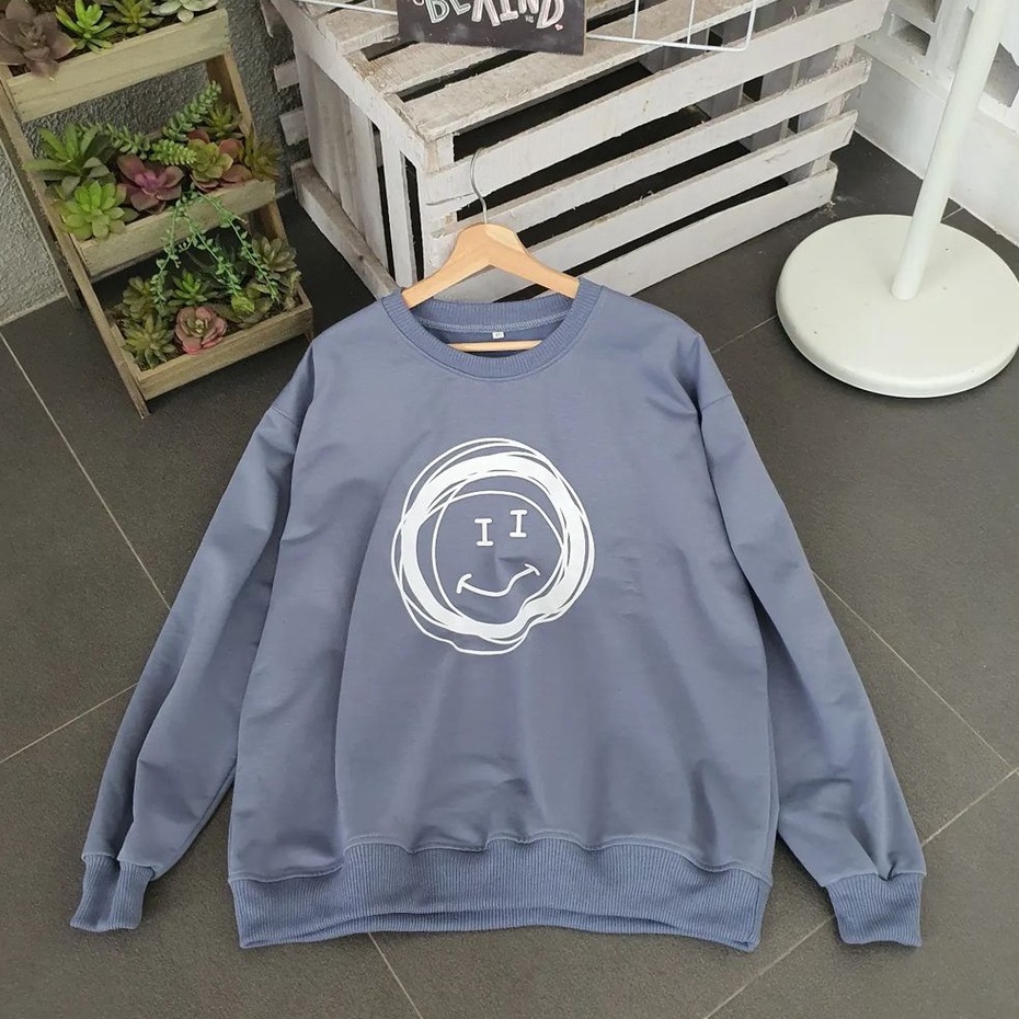 Sweatshirt Smile Korean Style Bahan Fleece Terbaru